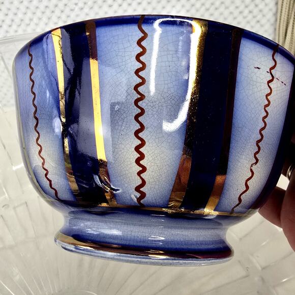 3 pc Gaudy Welsh Flow Blue Wagon Wheel  8" Plate 5" Bowl 6" Saucer Antique 1800s - Picture 7 of 10